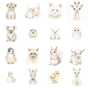 Watercolor Cute Animals Clipart